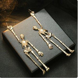 🍏50% OFF/3+...👻🎃Skeleton Halloween Dangle Earrings (Gold color)